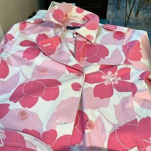 Pink flowered strategically handstitch coat from China